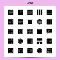 solide 25 Layout Icon Set Vektor Glyphe Stil Design schwarze Icons Set Web und mobile Geschäftsideen Design Vektor Illustration