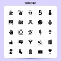 solide 25 Womens Day Icon Set Vektor Glyphe Stil Design schwarze Icons Set Web und mobile Geschäftsideen Design Vektor Illustration