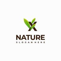 x brev blad första natur logotyp mönster, modern brev grön natur logotyp vektor ikon illustration