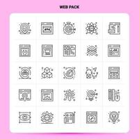 Umriss 25 Web Pack Icon Set Vektor Line Style Design Schwarze Icons Set Linear Piktogramm Pack Web und mobile Geschäftsideen Design Vektor Illustration