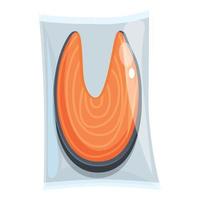 Roter Fisch-Vakuumbeutel-Symbol Cartoon-Vektor. Essen Fleisch vektor