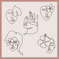 abstrakt kvinnor ansikte linje konst design vektor
