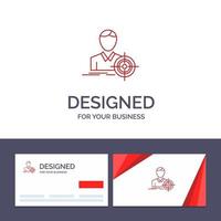 kreativ företag kort och logotyp mall man fokus mål mål vektor illustration
