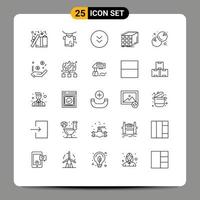25 Benutzeroberflächen-Linienpaket mit modernen Zeichen und Symbolen von Kokosnuss-Dimensionspfeilen Würfel abstrakte editierbare Vektordesign-Elemente vektor