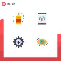 satz von 4 modernen ui-symbolen symbole zeichen für flaschenerdtag druck smartphone strom editierbare vektordesignelemente vektor