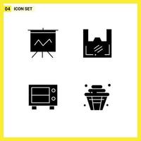 Stock Vector Icon Pack mit 4 Zeilenzeichen und Symbolen für analytische Geldbeutel-Shopper-Kuchen editierbare Vektordesign-Elemente