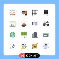 Piktogrammsatz von 16 einfachen flachen Farben des Kanji-Kuchenhutcode-Web-editierbaren Pakets kreativer Vektordesignelemente vektor