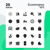 25 E-Commerce-Icon-Set 100 bearbeitbare eps 10-Dateien Geschäftslogo-Konzeptideen solides Glyphen-Icon-Design vektor