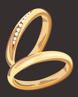 Vektor isolierte Darstellung von zwei goldenen Ringen.
