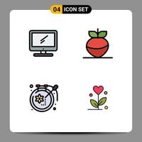 Stock Vector Icon Pack mit 4 Zeilenzeichen und Symbolen für Computerhandwerk imac Rübenhobbys editierbare Vektordesign-Elemente