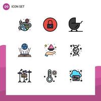 9 kreative Symbole moderne Zeichen und Symbole der Farbe verbinden Baby Router Internet editierbare Vektordesign-Elemente vektor