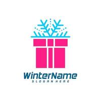 Winter-Geschenk-Logo-Vorlage, Geschenk-Winter-Logo-Design-Vektor vektor