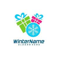 vinter- gåva logotyp mall, gåva vinter- logotyp design vektor