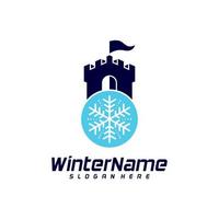 vinter- slott logotyp mall, slott vinter- logotyp design vektor