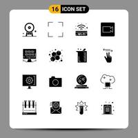 16 kreative Symbole, moderne Zeichen und Symbole von Verwaltungsdaten, öffentliche Zeichen, Videokamera, editierbare Vektordesign-Elemente vektor