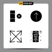 4 schwarze Icon-Pack-Glyphen-Symbole für ansprechende Designs auf weißem Hintergrund. 4 Symbole gesetzt. vektor