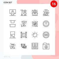 moderner Satz von 16 umreißt Piktogramm der Optimierungsmarktwissenschafts-Engine, die editierbare Vektordesign-Elemente einstellt vektor