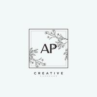 ap Beauty Vector Initial Logo Art, Handschrift Logo der Erstunterschrift, Hochzeit, Mode, Schmuck, Boutique, Blumen und Pflanzen mit kreativer Vorlage für jedes Unternehmen oder Geschäft.