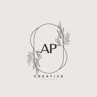 ap Beauty Vector Initial Logo Art, Handschrift Logo der Erstunterschrift, Hochzeit, Mode, Schmuck, Boutique, Blumen und Pflanzen mit kreativer Vorlage für jedes Unternehmen oder Geschäft.