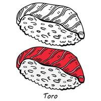 tonfisk toro sushi i japan vektor