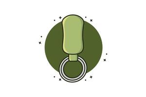 Lederschlüsselbund mit Ring für Schlüsselvektorillustration. grüne Farbe leer Schlüsselbund Symbol Konzept. Accessoires oder Mitbringsel für Zuhause, Auto oder Büro. vektor