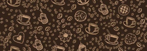 bönor och kaffe kopp hand dragen stil. vektor illustration.