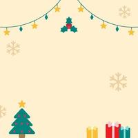 niedlich frohe weihnachten frohes neues jahr weihnachtsbaum stechpalme mistel zehe geschenk geschenk weihnachten schneeflocke stern dekorativ licht quadrat postkarte plakat förderung banner roter hintergrund kopie raum vorlage vektor