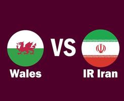 wales och iran flagga med namn symbol design Europa och Asien fotboll slutlig vektor europeisk och asiatisk länder fotboll lag