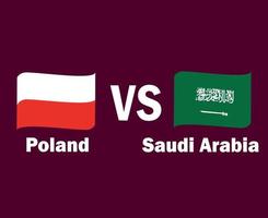 polen und saudi-arabien flaggenband mit namen symbol design europa und asien fußball finale vektor europäische und asiatische länder fußballmannschaften illustration