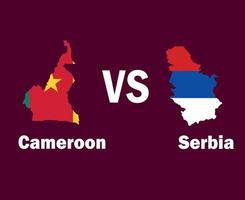 cameroon och serbia Karta med namn symbol design Europa och afrika fotboll slutlig vektor europa och afrikansk länder fotboll lag illustration