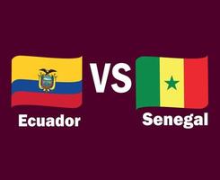 ecuador och senegal flagga band med namn symbol design latin Amerika och afrika fotboll slutlig vektor latin amerikan och afrikansk länder fotboll lag illustration