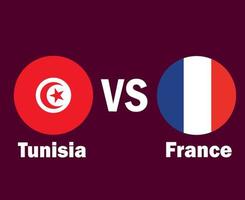 tunesien und frankreich flagge mit namen symbol design afrika und europa fußball finale vektor afrikanische und europäische länder fußballmannschaften illustration