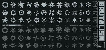 Brutalismus Sterne dekorative Elemente Sammlungsvektor. Retro, Acid, y2k kreative radiale Symbole, um Ihre Designarbeit zu füllen. sauberer und beunruhigter Stil vektor
