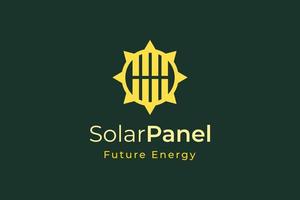 sol- panel energi logotyp med enkel och modern form för elektricitet tillverkning och installation företag vektor