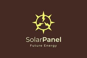 sol- panel energi logotyp med enkel och modern form för elektricitet tillverkning och installation företag vektor