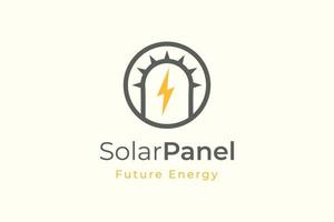 sol- panel energi logotyp med enkel och modern form för elektricitet tillverkning och installation företag vektor