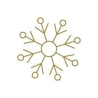 Weihnachten Gold helle Schneeflocke. Wintermetalldekoration und Neujahrssymbole für Grußkarten. Feiertagsverzierung. goldenes luxus-dekorelement. flache Abbildung. vektor