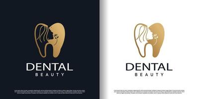 dental skönhet logotyp med kreativ begrepp premie vektor