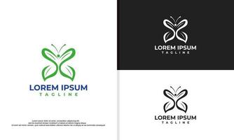 logotyp illustration vektor grafisk av fjäril kombinerad med blad, passa för skönhet företag, etc.