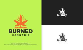 verbrannte Cannabis-Logo-Design-Vektorillustration vektor