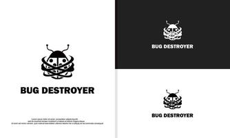Logo-Illustration Vektorgrafik des Tech-Bug-Zerstörers für Tech-Unternehmen vektor