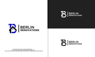 logotyp illustration vektor grafisk av brev b kombinerad med Hem, monogram logotyp renovering.