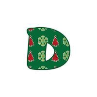anfängliche weihnachtsbuchstabe d-logo-designs. Es ist geeignet, für welches Unternehmen oder welchen Markennamen dieser Buchstabe beginnt. vektor