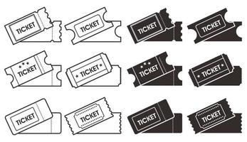 Set-Ticket-Symbol Schwarz-Weiß-Symbol-Vektor-Illustration .eps vektor