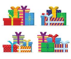 lugg av gåvor låda för jul, ny år, överraskning , födelsedag, rabatt, högtider begrepp platt ikon vektor samling eps10