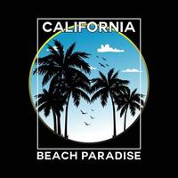 California Beach Paradise grafischer T-Shirt-Druck, Vektorillustration vektor