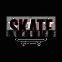 vektorillustration zum thema skateboarding und skateboard in new york city, brooklyn. Sporttypografie, T-Shirt-Grafiken, Poster, Druck, Postkarte vektor