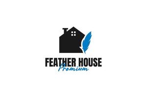 Flache Haus Kombination Feder Logo Design Vektor Vorlage Illustration