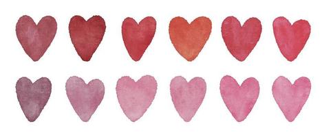 vattenfärg röd Färg hjärtan. perfekt för kort, tyg, taggar, inbjudan, utskrift, omslag. vektor