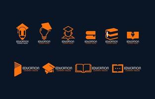 samling av utbildning platt logotyp design vektor